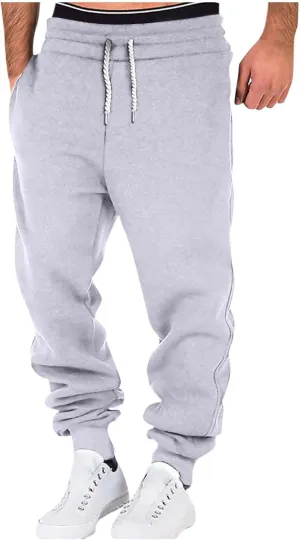 Mens Joggers with Pockets Elastic Waist Plus Size Sweatpants Drawstring Casual Big and Tall Joggers Pants with Pcokets
