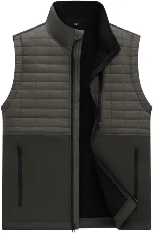 Men's Lightweight Softshell Vest Outerwear Windproof Puffer Sleeveless Jacket for Golf Running