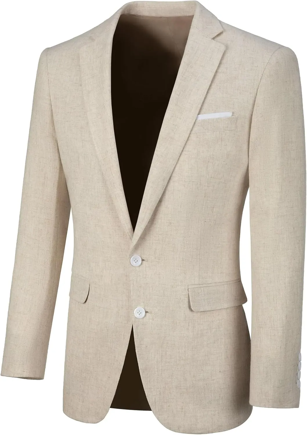 Mens Linen Suit 2 Pieces Slim Fit Casual Beach Wedding Groomsmen Tuxedos Prom Blazer Pants Set