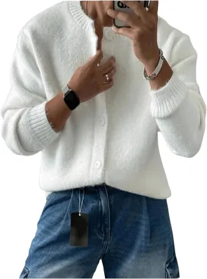 Men's Long Sleeve Cardigan Button Down Drop Shoulder Rib Knit Lightweight Sweater Fall Outfits
