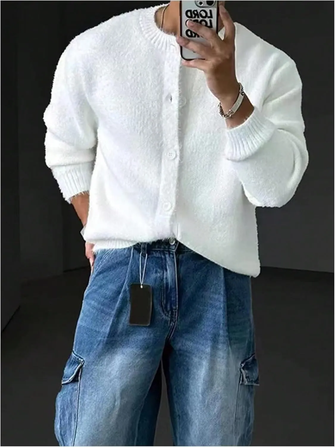 Men's Long Sleeve Cardigan Button Down Drop Shoulder Rib Knit Lightweight Sweater Fall Outfits