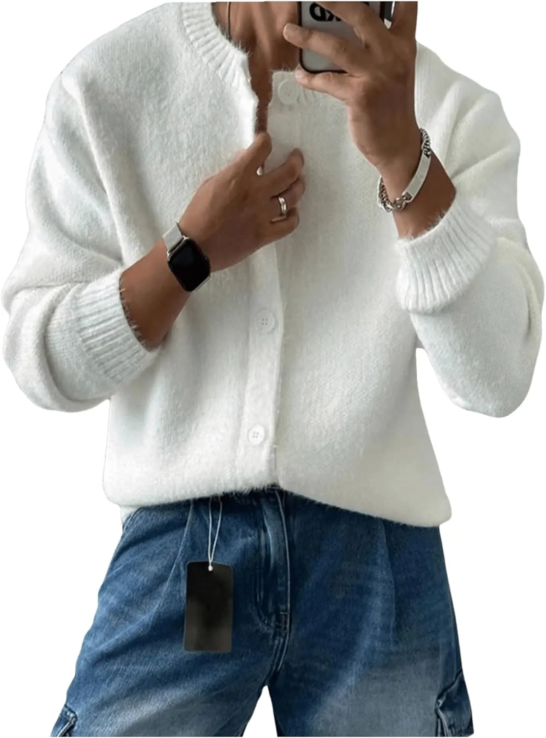 Men's Long Sleeve Cardigan Button Down Drop Shoulder Rib Knit Lightweight Sweater Fall Outfits