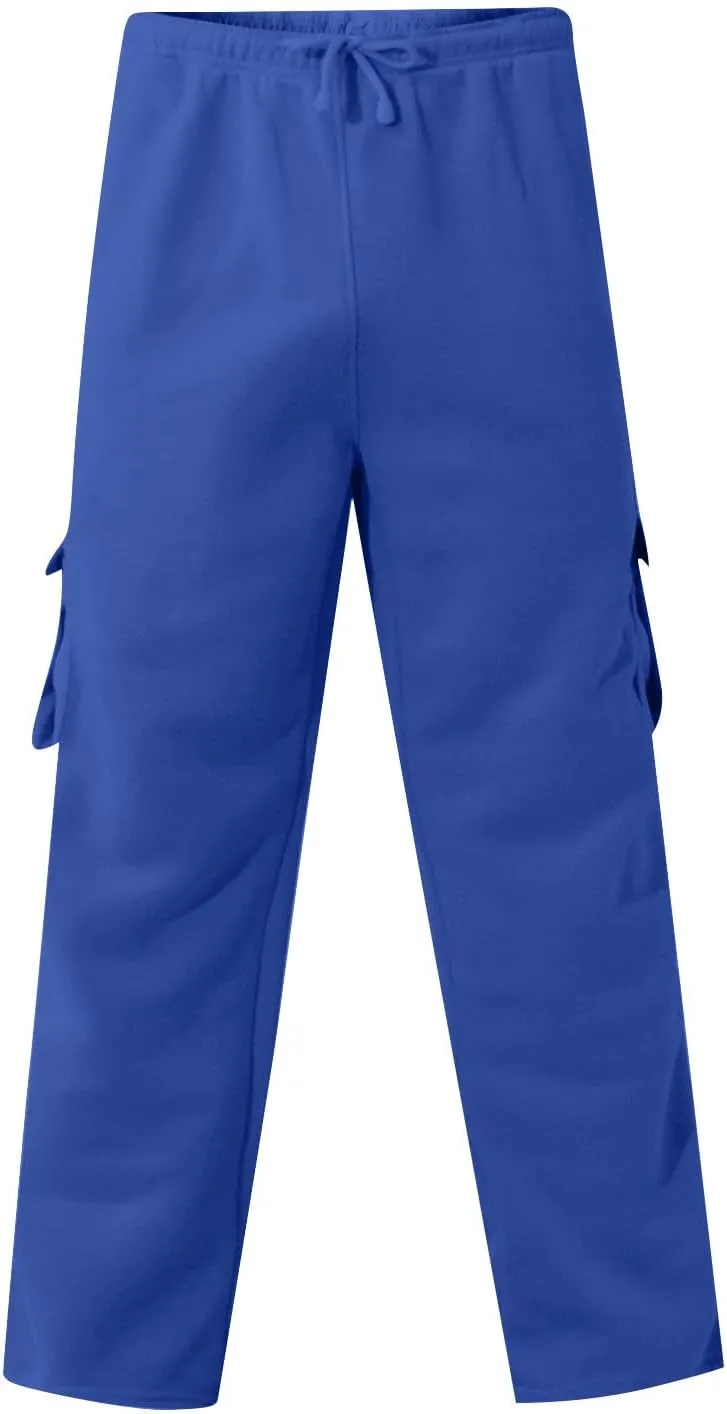 Mens Plus Size Cargo Sweatpants Drawstring Wide Leg Joggers Sweatpants Lightweight Comfy Cotton Sweat Pants w/Pockets