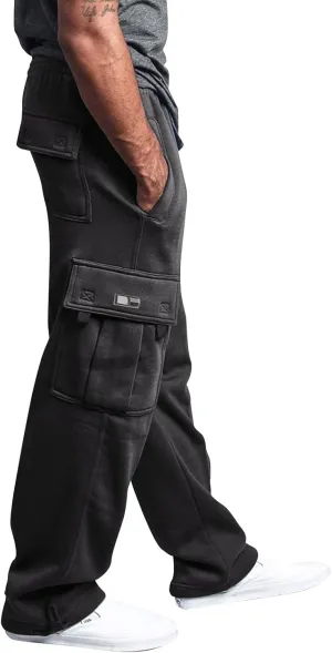 Mens Plus Size Cargo Sweatpants Drawstring Wide Leg Joggers Sweatpants Lightweight Comfy Cotton Sweat Pants w/Pockets