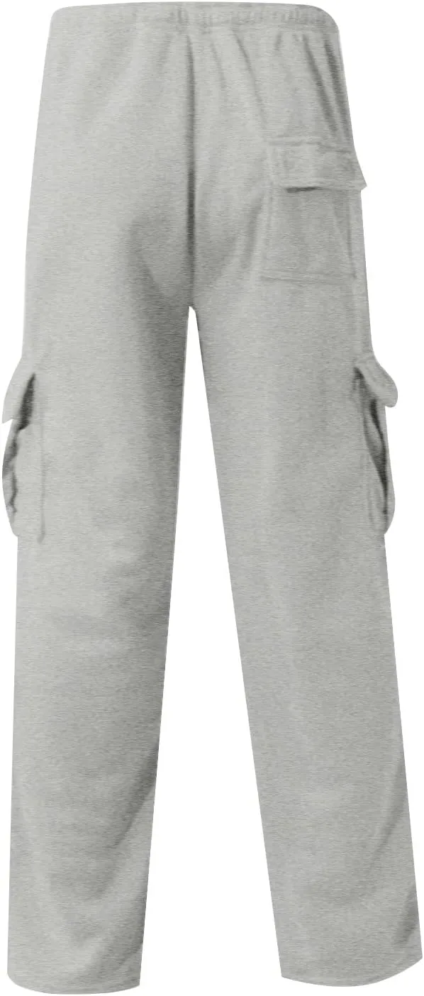 Mens Plus Size Cargo Sweatpants Drawstring Wide Leg Joggers Sweatpants Lightweight Comfy Cotton Sweat Pants w/Pockets