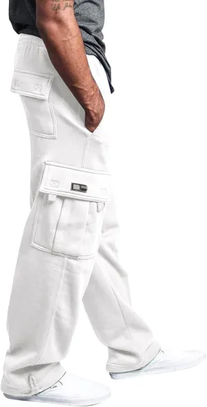 Mens Plus Size Cargo Sweatpants Drawstring Wide Leg Joggers Sweatpants Lightweight Comfy Cotton Sweat Pants w/Pockets