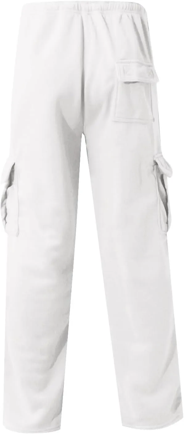 Mens Plus Size Cargo Sweatpants Drawstring Wide Leg Joggers Sweatpants Lightweight Comfy Cotton Sweat Pants w/Pockets