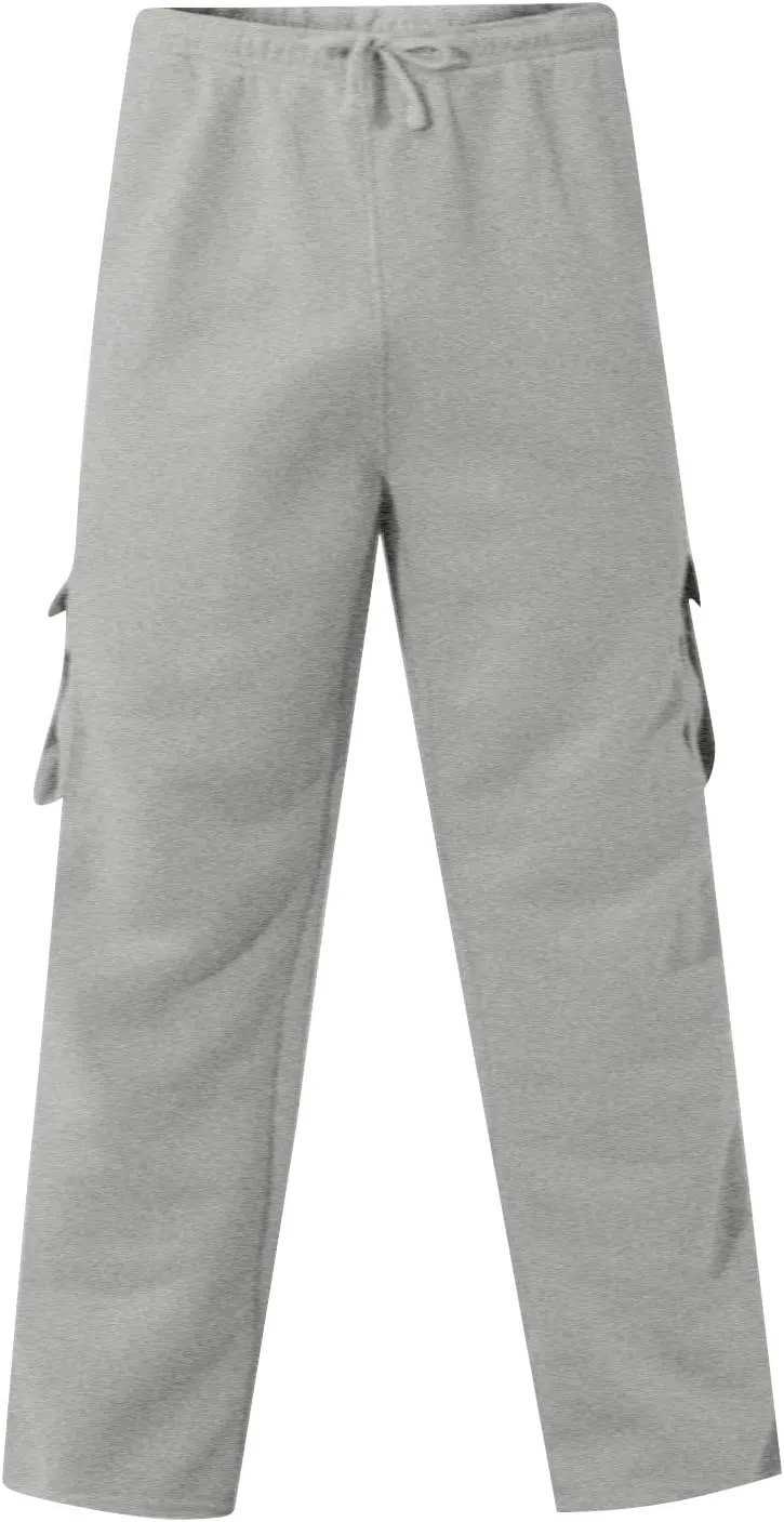 Mens Plus Size Cargo Sweatpants Drawstring Wide Leg Joggers Sweatpants Lightweight Comfy Cotton Sweat Pants w/Pockets