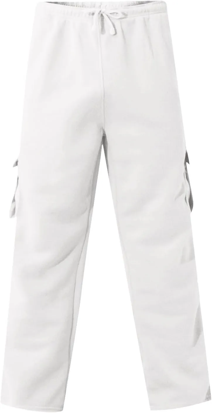 Mens Plus Size Cargo Sweatpants Drawstring Wide Leg Joggers Sweatpants Lightweight Comfy Cotton Sweat Pants w/Pockets