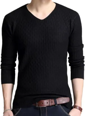 Mens Pullover Sweater - Solid Color Pullover Men V Neck Sweater Men Long Sleeve Shirt Mens Sweaters Autumn Casual