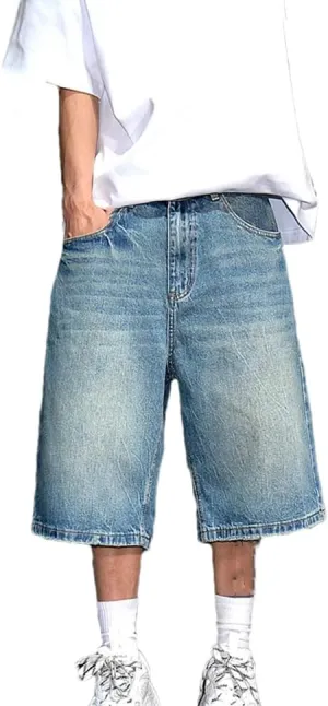 MenS Slim Fit Hole Denim Shorts Knee Length Casual Distressed Wash Casual Jeans Shorts