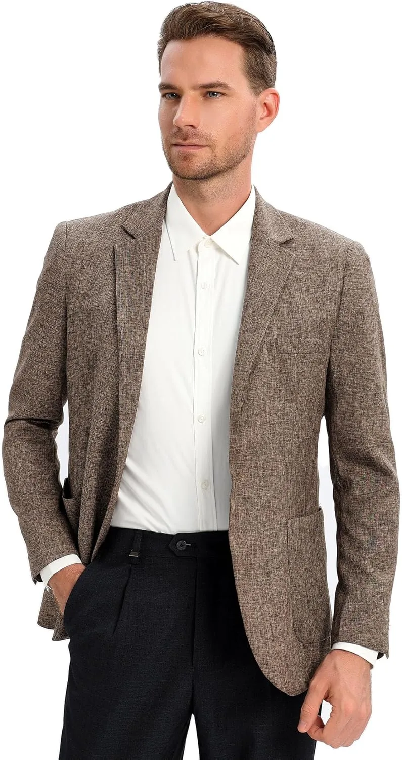 Men's Sport Coats & Blazers Linen Suit Jacket Casual Blazer for Men One Button