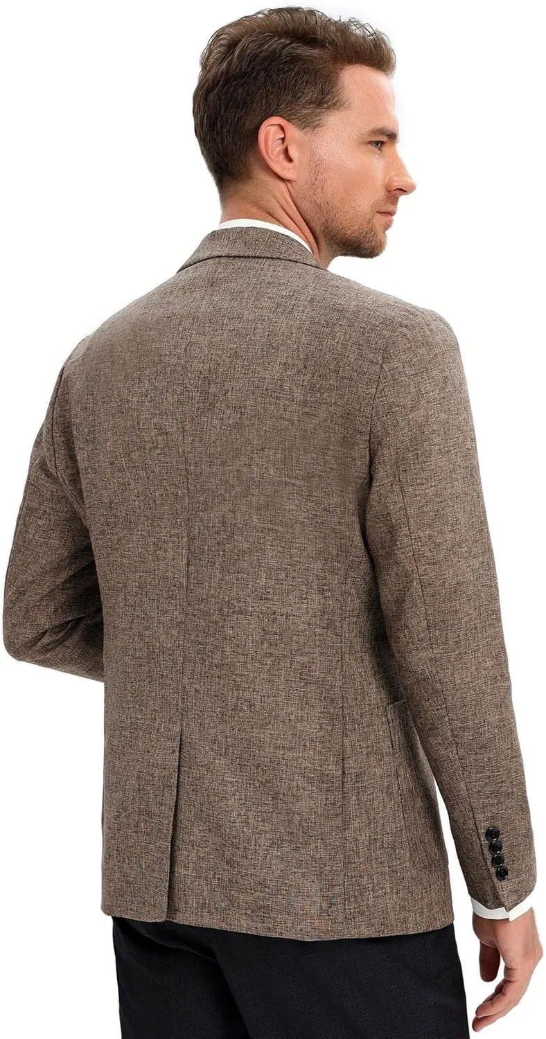 Men's Sport Coats & Blazers Linen Suit Jacket Casual Blazer for Men One Button