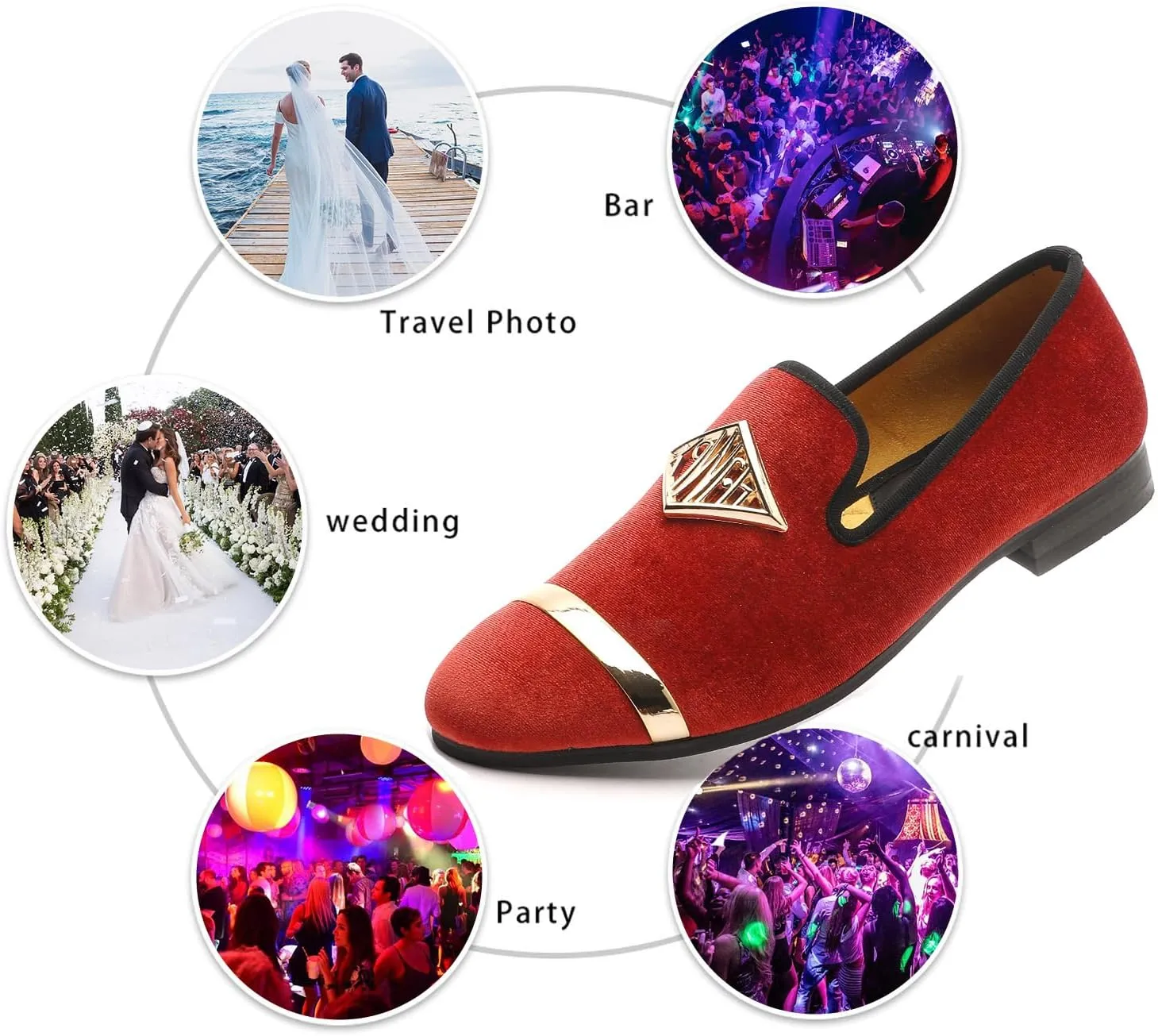 Mens Velvet Loafers Shoes Spiked Dress Shoes with Gold Buckle for Wedding Party Dancing Metallic Slip on Glitter Fashion Prom Shoes