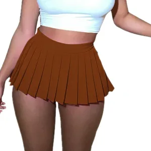 Mini Pleated Skirts for Women, Y2K High Waist Stretchy Tennis Skater A-Line Short Skirt with Shorts Underneath.