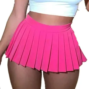 Mini Pleated Skirts for Women, Y2K High Waist Stretchy Tennis Skater A-Line Short Skirt with Shorts Underneath.