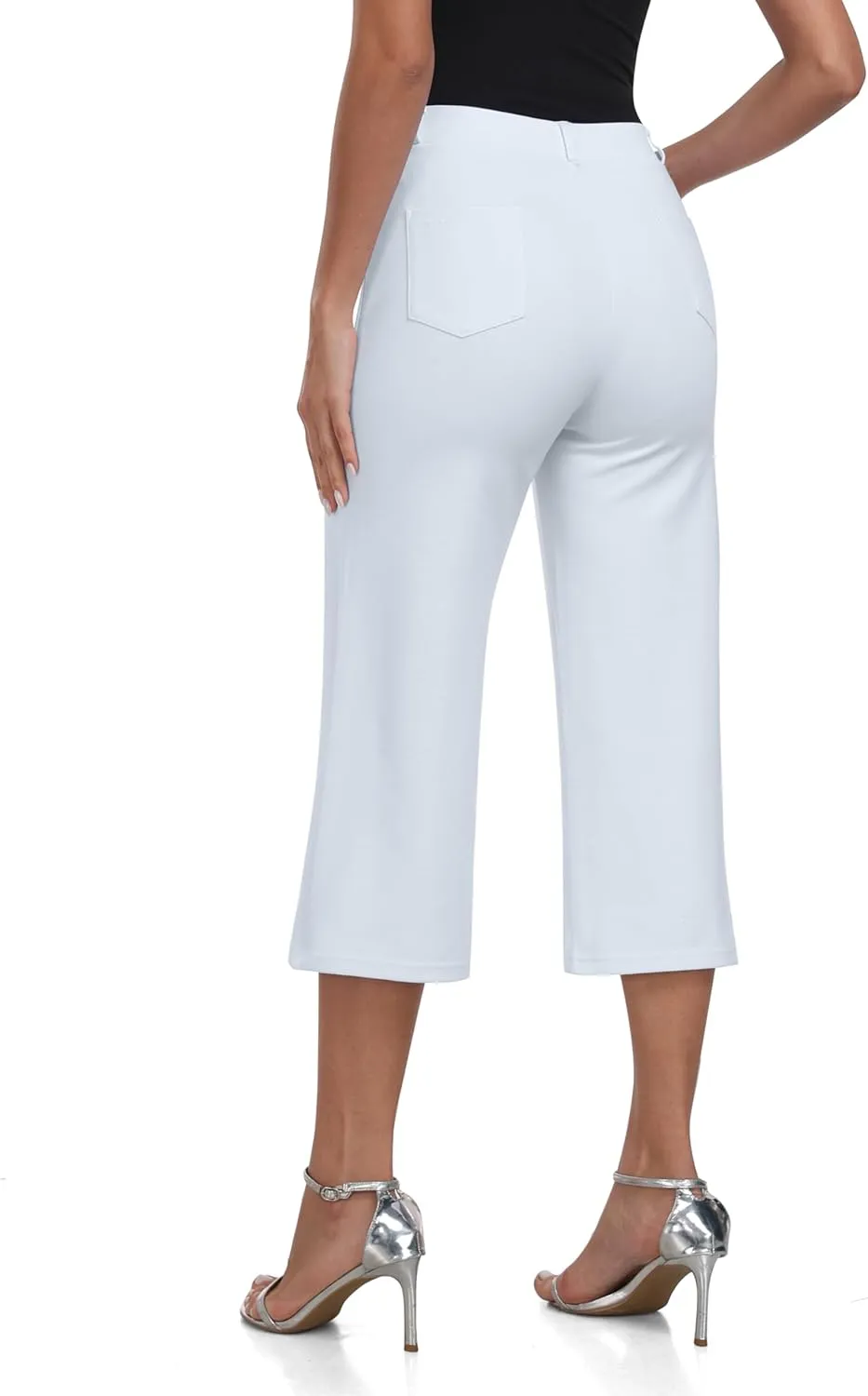 MoFiz Women's Golf Capri Pants Stretch Slim Business Casual Pants Straight Leg Yoga Dress Pants with Pockets Office Slacks