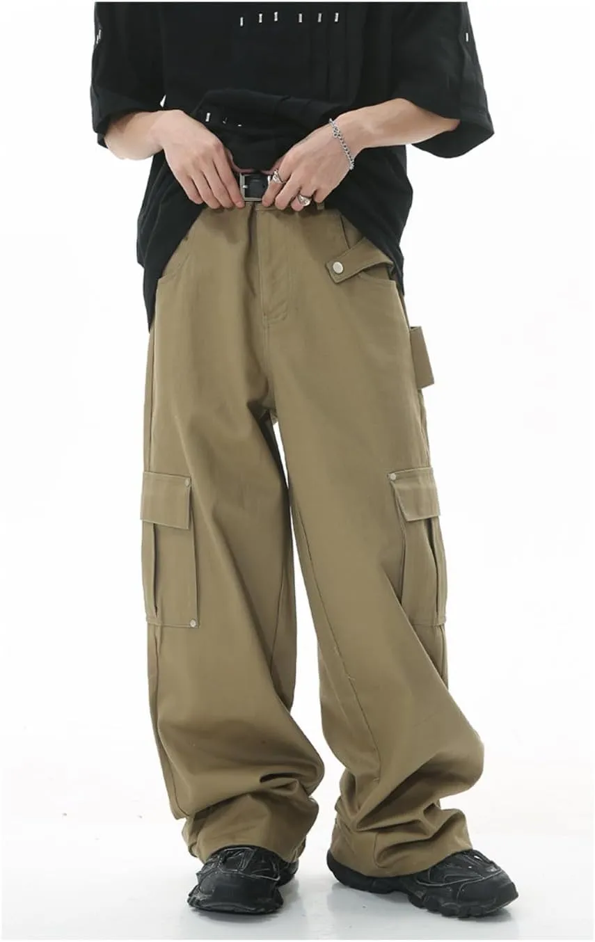 Multi-Pocket Straight Leg Jeans Y2k Retro Trendy Cargo Pants Casual Wide Leg Pants Loose Fit Jeans