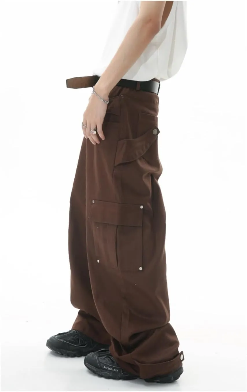 Multi-Pocket Straight Leg Jeans Y2k Retro Trendy Cargo Pants Casual Wide Leg Pants Loose Fit Jeans