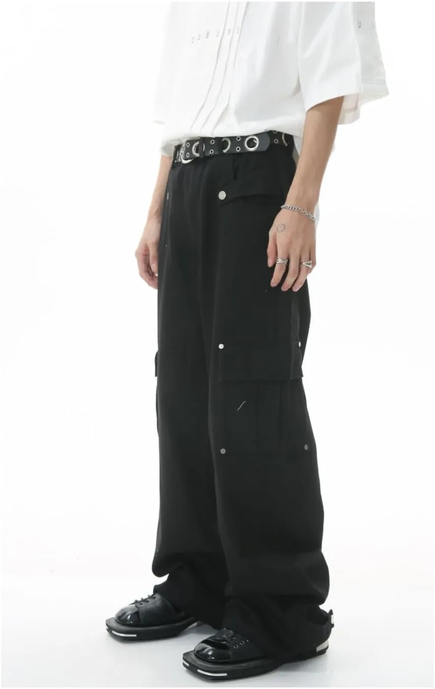 Multi-Pocket Straight Leg Jeans Y2k Retro Trendy Cargo Pants Casual Wide Leg Pants Loose Fit Jeans