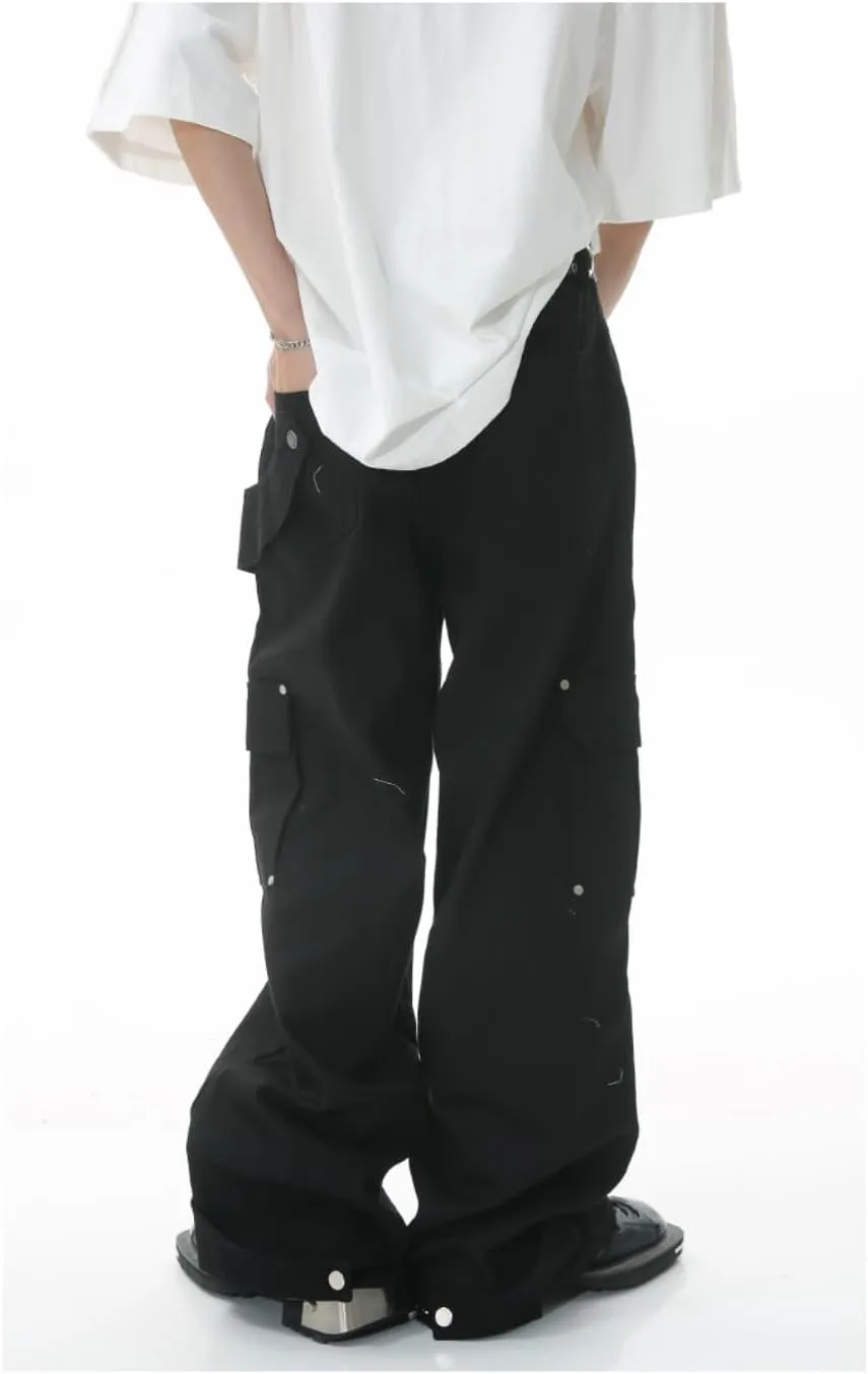 Multi-Pocket Straight Leg Jeans Y2k Retro Trendy Cargo Pants Casual Wide Leg Pants Loose Fit Jeans