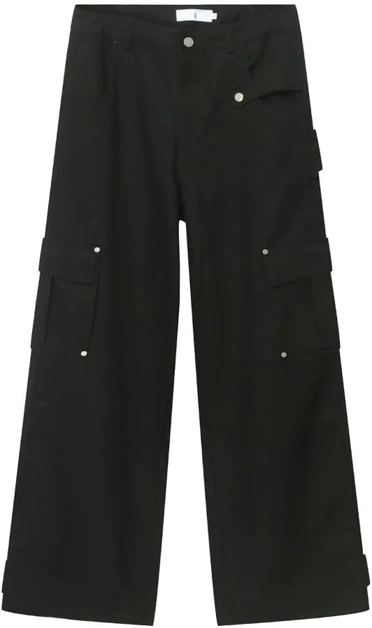 Multi-Pocket Straight Leg Jeans Y2k Retro Trendy Cargo Pants Casual Wide Leg Pants Loose Fit Jeans