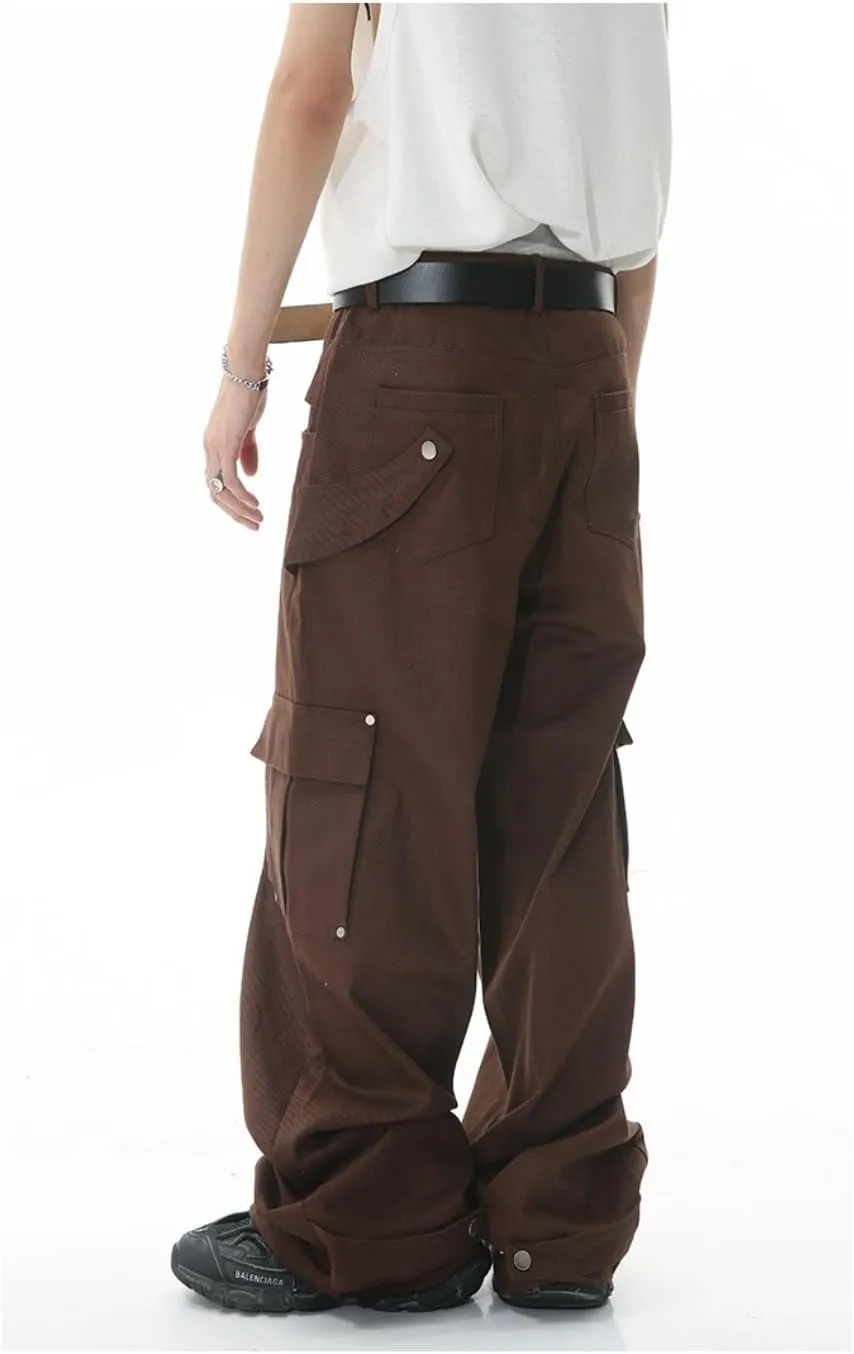 Multi-Pocket Straight Leg Jeans Y2k Retro Trendy Cargo Pants Casual Wide Leg Pants Loose Fit Jeans