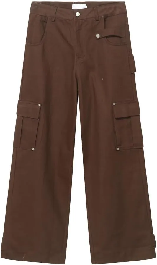 Multi-Pocket Straight Leg Jeans Y2k Retro Trendy Cargo Pants Casual Wide Leg Pants Loose Fit Jeans