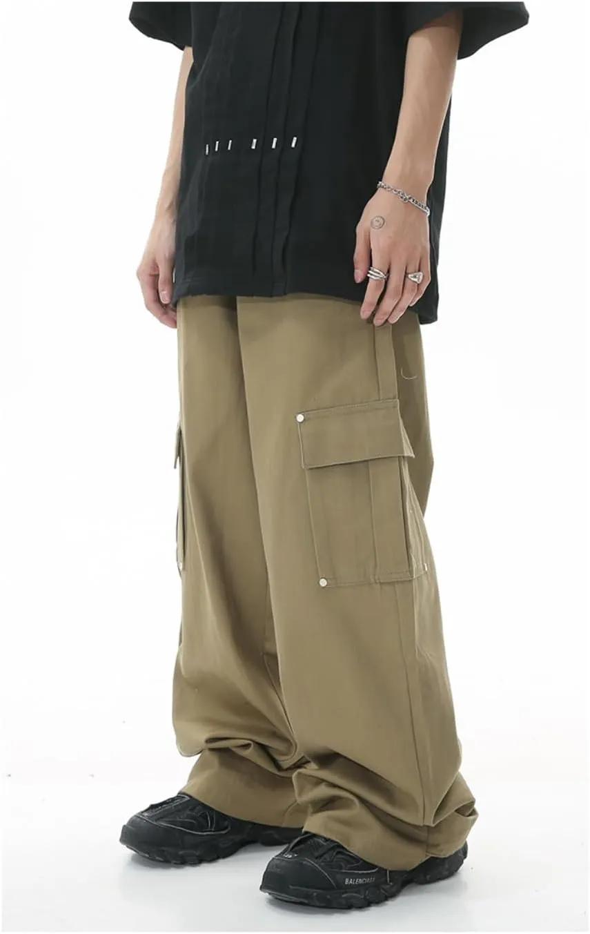Multi-Pocket Straight Leg Jeans Y2k Retro Trendy Cargo Pants Casual Wide Leg Pants Loose Fit Jeans