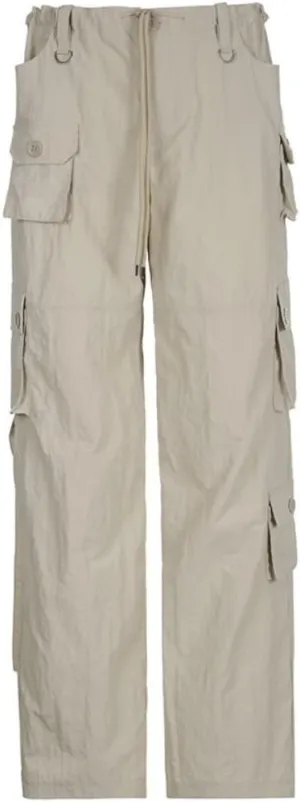 Multi-Pocket Straight Leg Y2k Retro Streetwear Pants Casual Wide Leg Parachute Pants Trendy Cargo Pants Drawstring Pants
