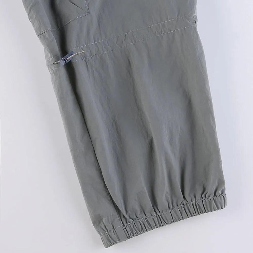Multi-Pocket Straight Leg Y2k Retro Streetwear Pants Trendy Cargo Pants Drawstring Pants