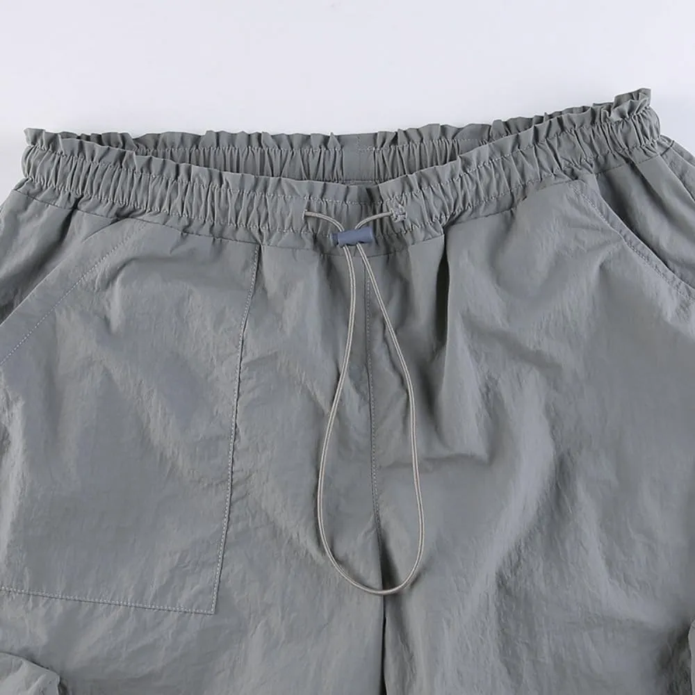 Multi-Pocket Straight Leg Y2k Retro Streetwear Pants Trendy Cargo Pants Drawstring Pants