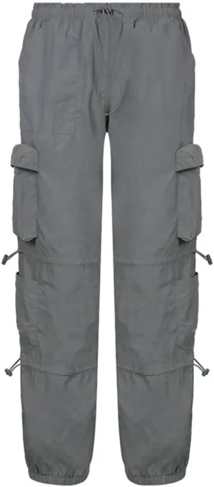Multi-Pocket Straight Leg Y2k Retro Streetwear Pants Trendy Cargo Pants Drawstring Pants