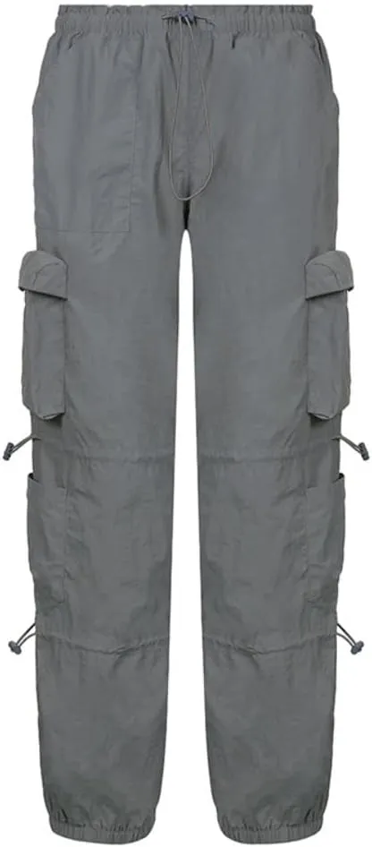 Multi-Pocket Straight Leg Y2k Retro Streetwear Pants Trendy Cargo Pants Drawstring Pants