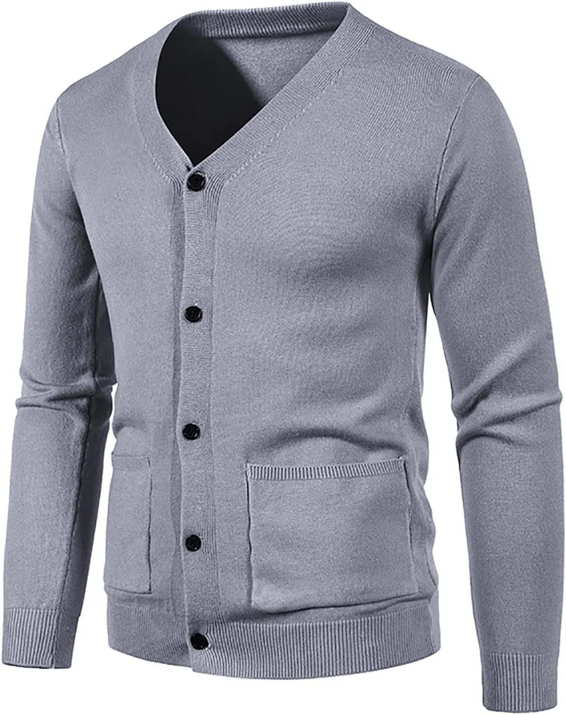 Muscularfit Mens Cardigan Sweaters with Buttons Warm V Neck Solid Long Sleeve Sweater Slim Fit Lightweight Knit Pullover Coat