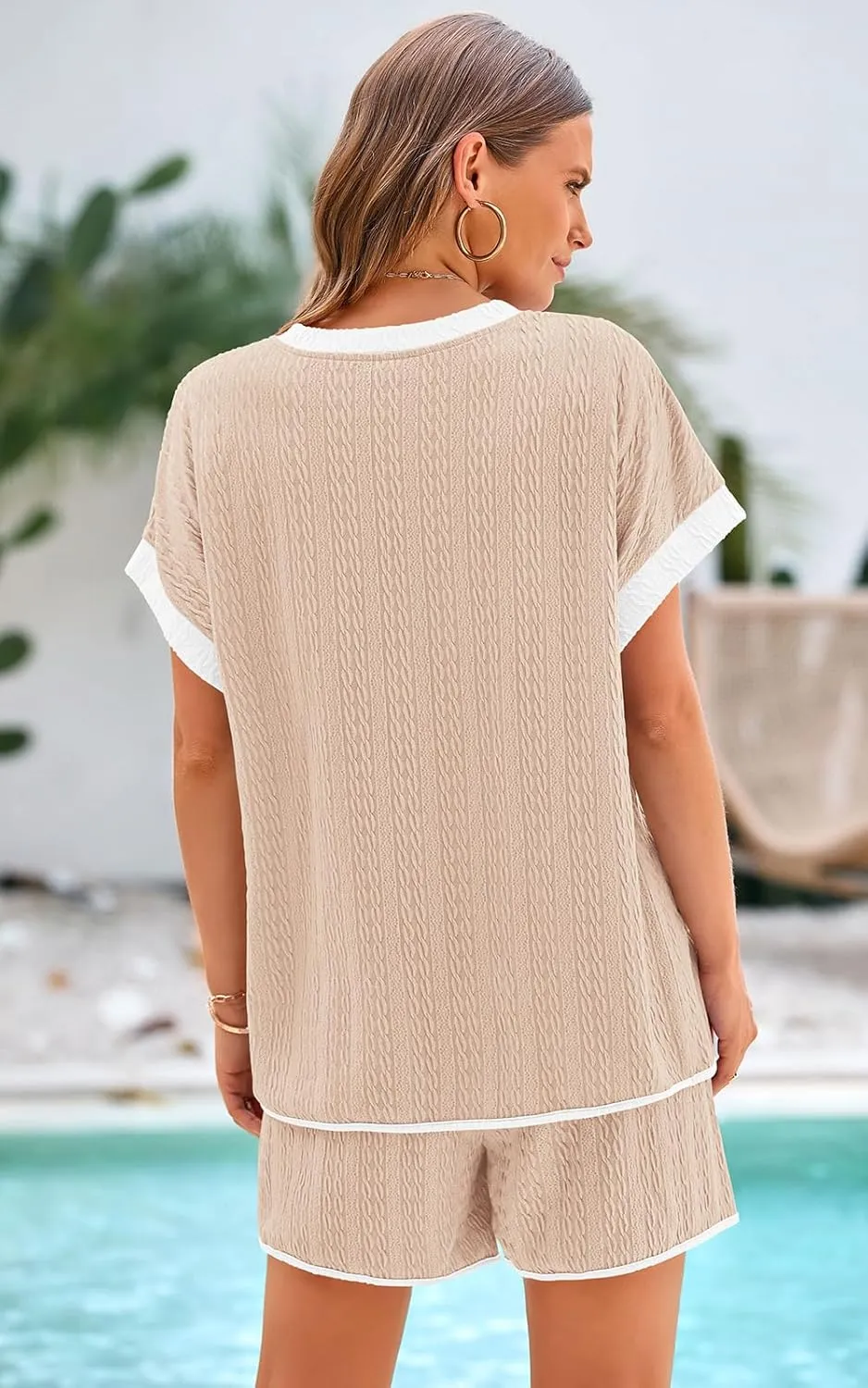 NALANISA Women's 2 Piece Shorts Set Casual Summer Knit Short Sleeve Pullover Tops Matching Shorts Lounge Travel Outfits 2025