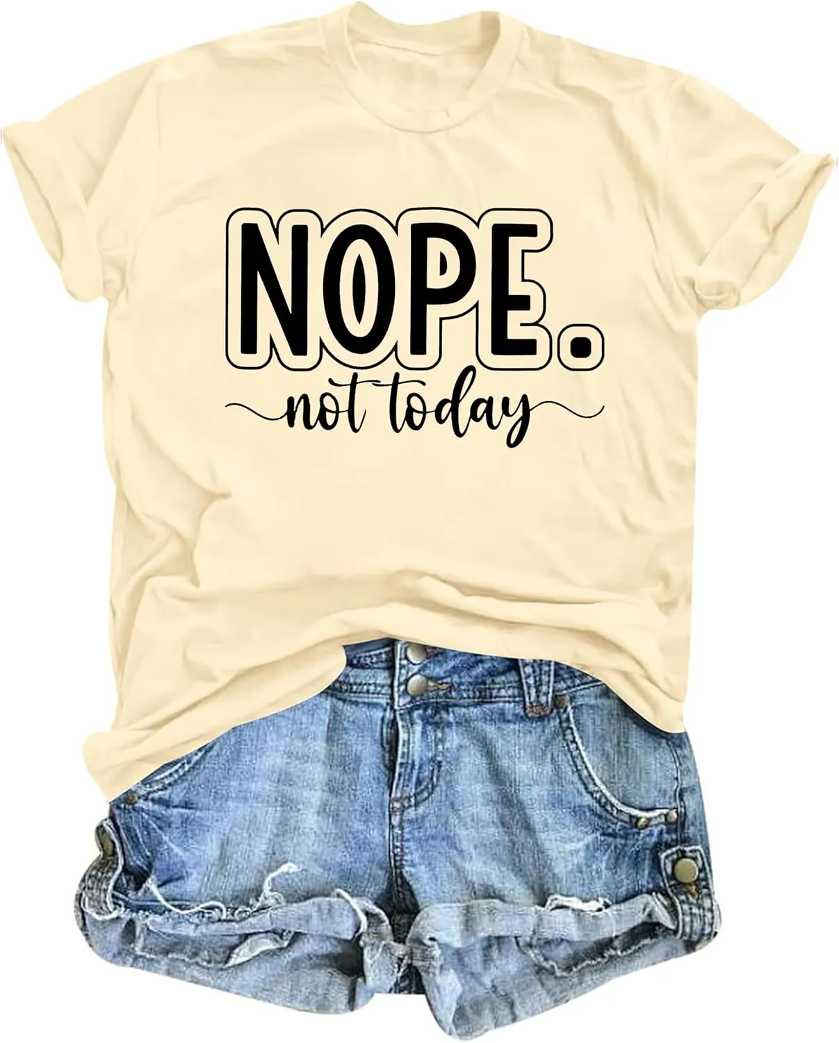 Nope Not Today T Shirts for Women Funny Graphic Letter Print Shirt Cute Casual Saying Tee Tops