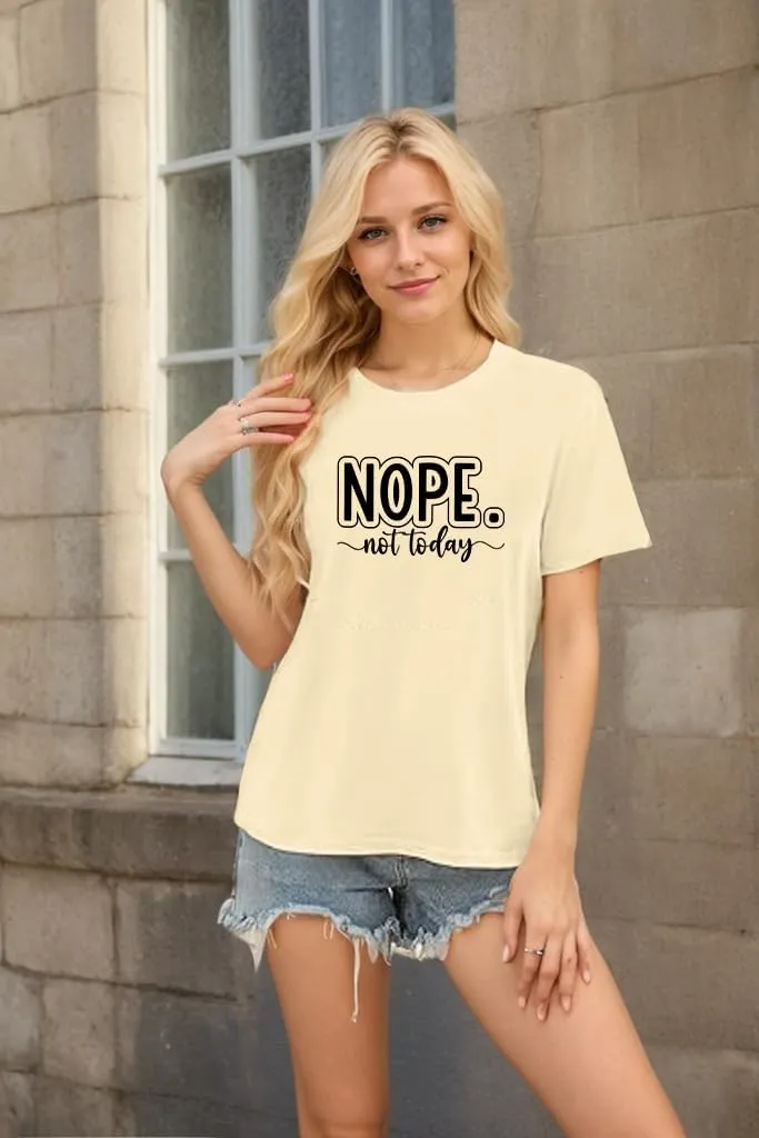 Nope Not Today T Shirts for Women Funny Graphic Letter Print Shirt Cute Casual Saying Tee Tops