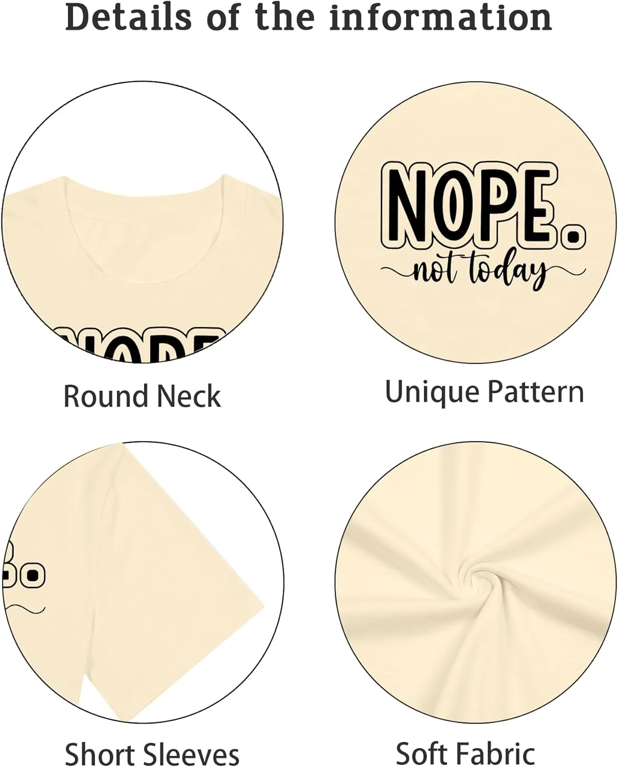 Nope Not Today T Shirts for Women Funny Graphic Letter Print Shirt Cute Casual Saying Tee Tops