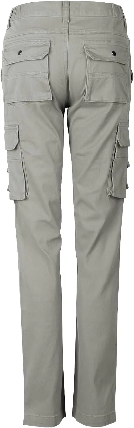 OCHENTA Women's Cotton Stretch Casual Cargo Pants Como Combat Straight Leg with Multi Pockets