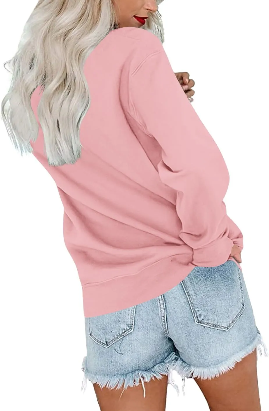 OPOIPIN Women's Fall Long Sleeve Crew Neck Sweatshirt Pullover Top with Pocket