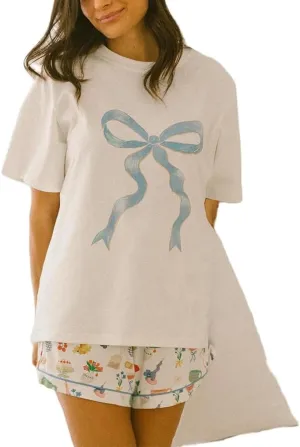 Oversized Graphic Shirts Teen Girls Women Preppy Short Sleeve Crewneck Y2k Floral Tops Aesthetic Summer Baggy Tees