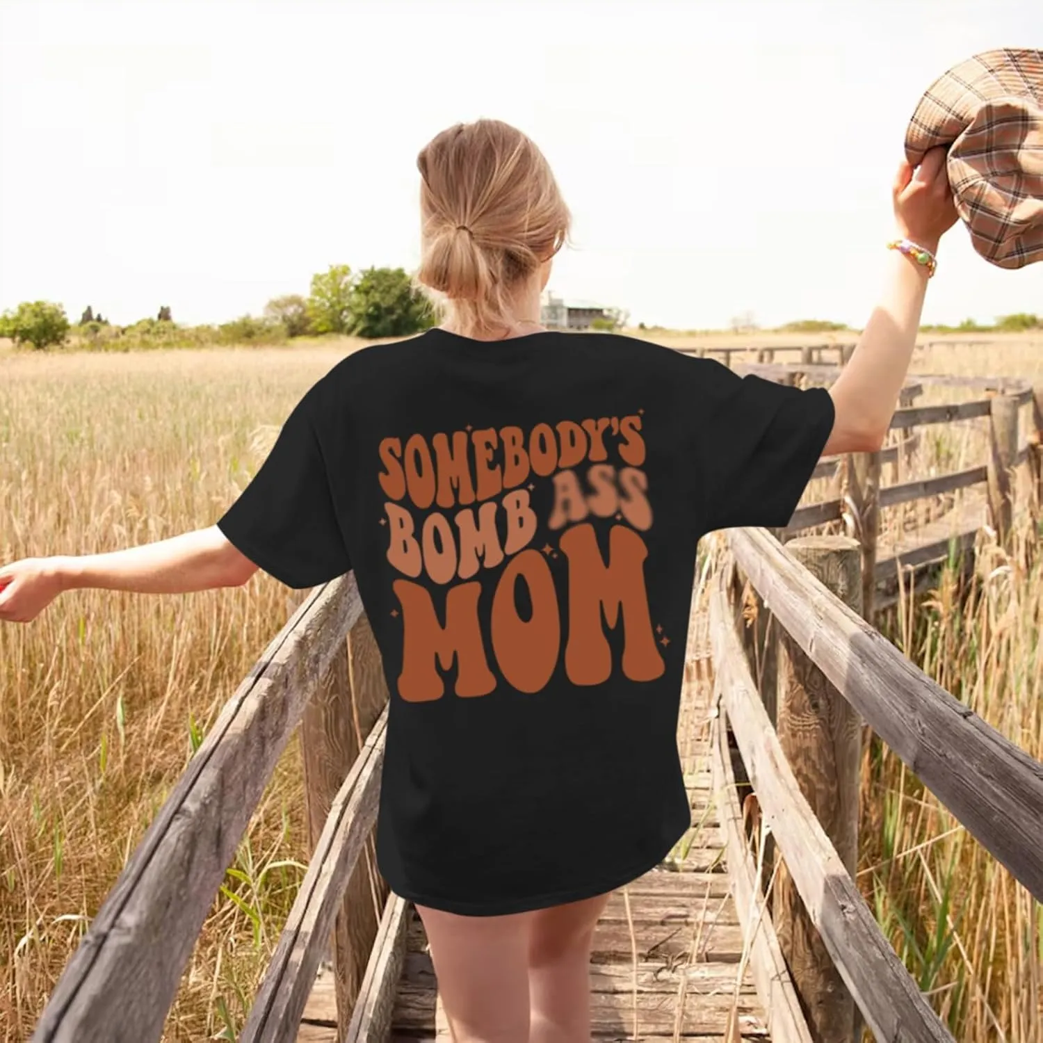 Oversized Mama Shirts for Women Funny Mom Letter Printed Tshirts Mom Life Graphic Tees Shirt Cute Casual Summer Top