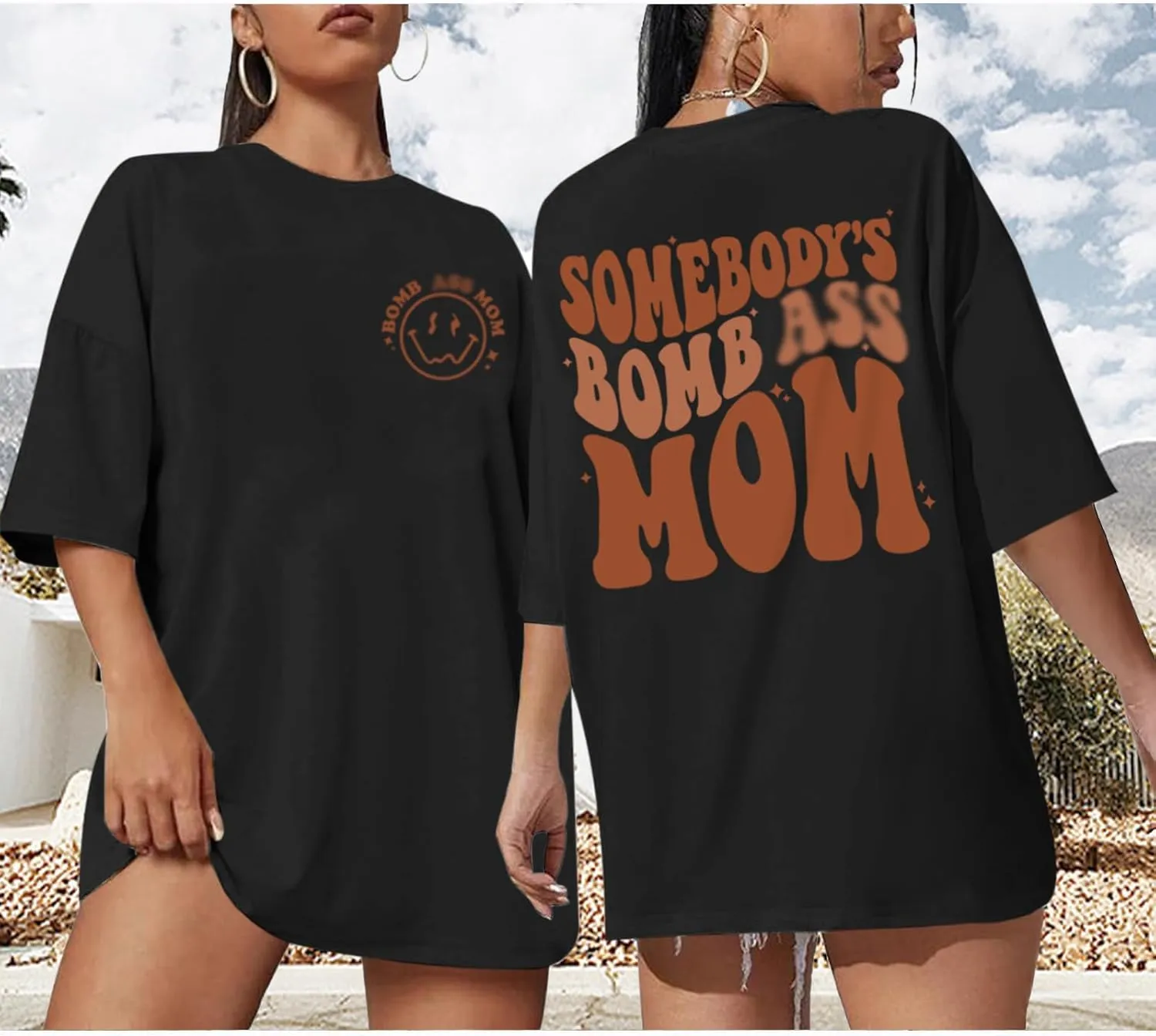 Oversized Mama Shirts for Women Funny Mom Letter Printed Tshirts Mom Life Graphic Tees Shirt Cute Casual Summer Top