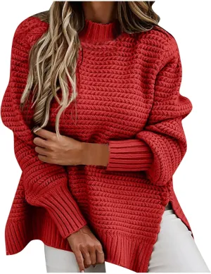 Oversized Turtleneck Sweaters for Womens Chunky Kint High Neck Pullover Tops Trendy Fall Winter Loose Sweater Shirts