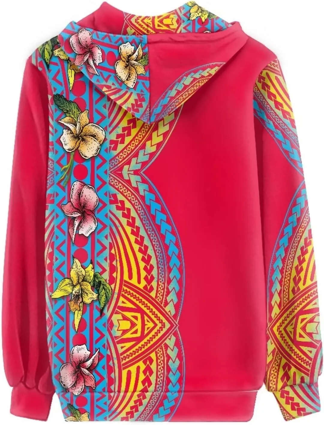 Pacific Island Art Tribal Zip Up Hoodie for Women Casual Polynesian Samoan Traditional Hooded Sweatshirt Jacket