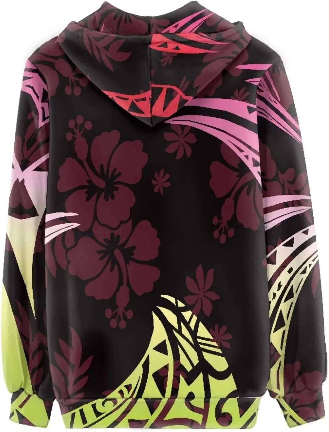 Pacific Island Art Tribal Zip Up Hoodie for Women Casual Polynesian Samoan Traditional Hooded Sweatshirt Jacket