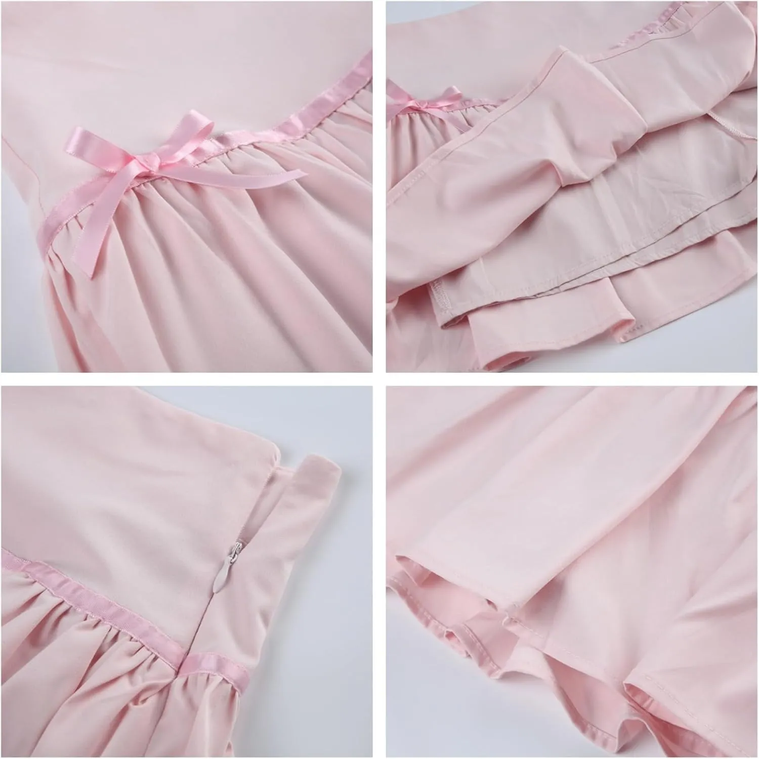 Pink Pleated Mini Skirts Bow Patchwork A Line Low Rise Skirt with Shorts Underneath Fashion Hotsweet