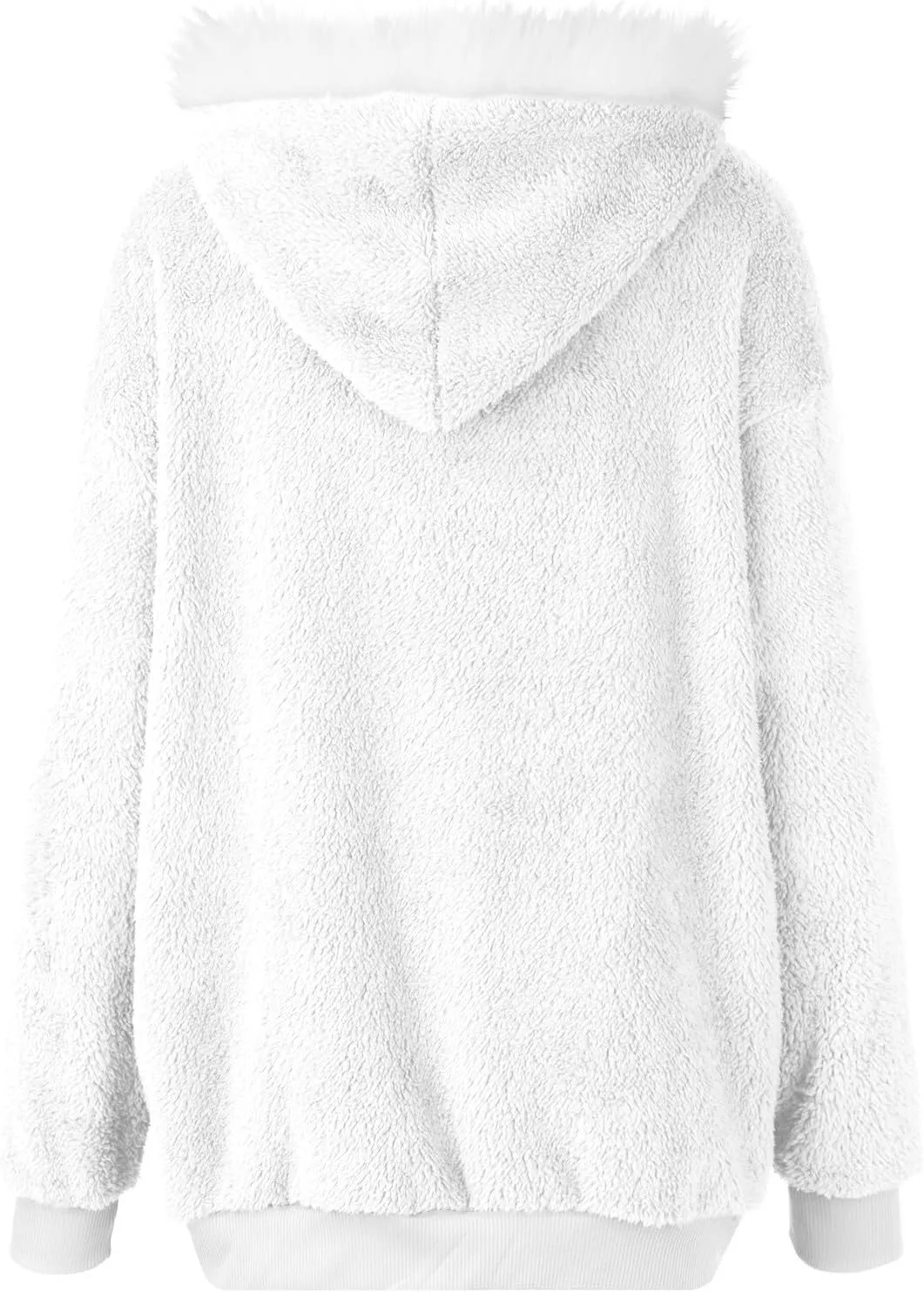 Plus Size Winter Coats for Women Drawstring Fuzzy Fleece Zip Up Hoodie Jacket Color Block Long Faux Fur Coat with Pocket