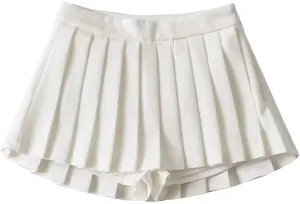 Pooyikoi Womens Sexy Mini Skirts High Waisted Pleated Tennis Skirt A-Line Skater Skirts Lining Shorts Pleated